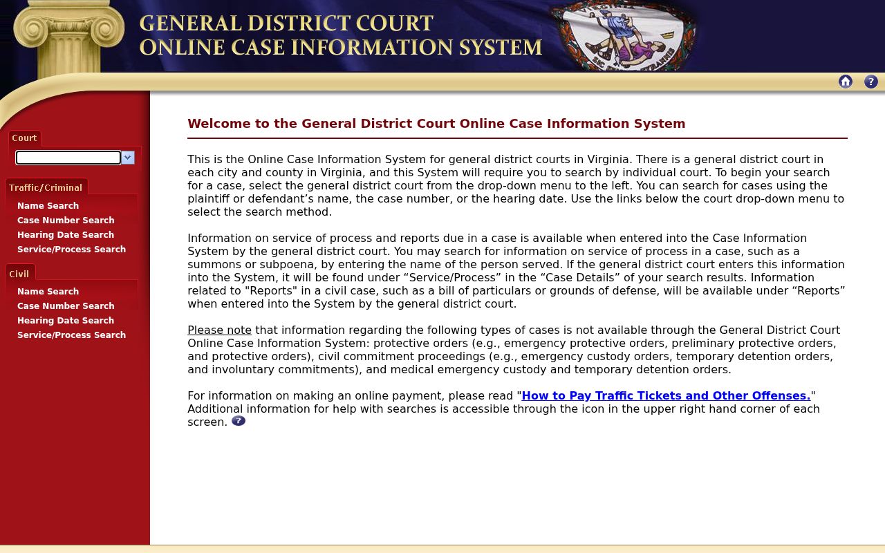 Roanoke County warrant search through the local GDC case lookup