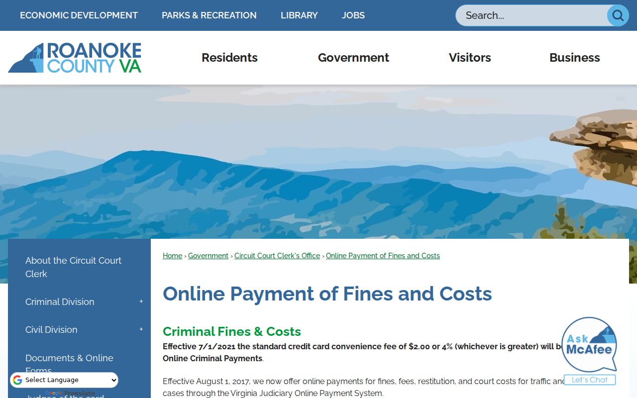 Roanoke County traffic warrant payment instructions