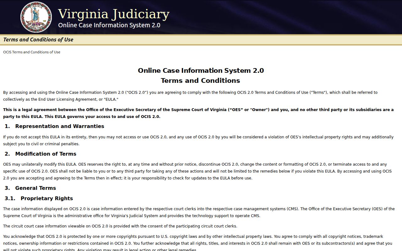 Roanoke County warrant search starting point in statewide OCIS